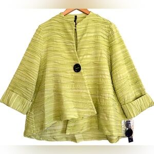 IC By Connie K Minimalist Textured Lagenlook Asymmetric One Button Jacket XL NWT